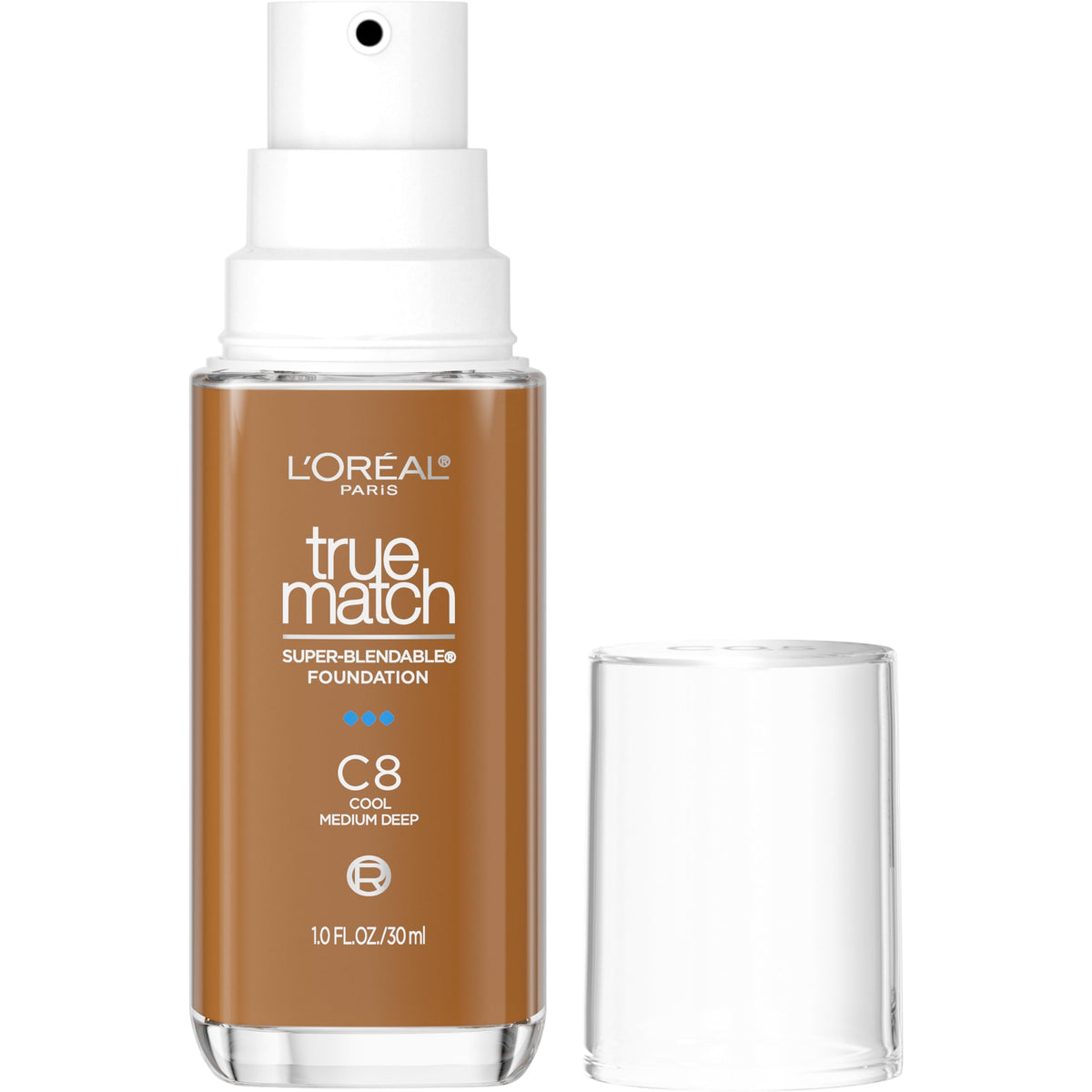 L'Oreal Paris True Match Super-Blendable Foundation, Medium Coverage Liquid Foundation Makeup, C3, Light Medium, 1 Fl Oz