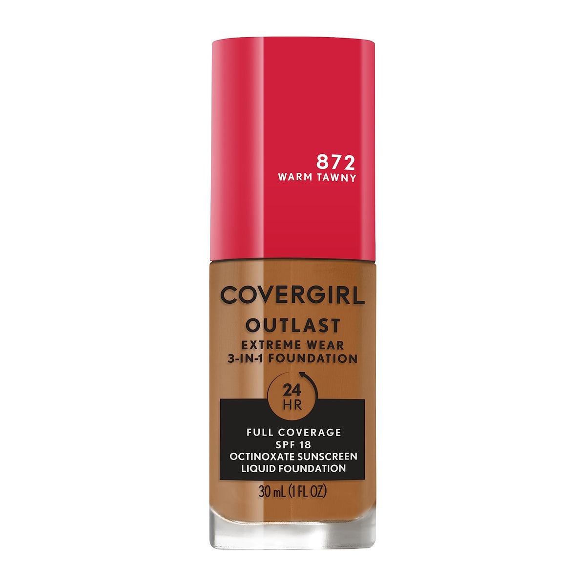 Covergirl Outlast Extreme Wear 3-in-1 Full Coverage Liquid Foundation, SPF 18 Sunscreen, Ivory, 1 Fl. Oz.