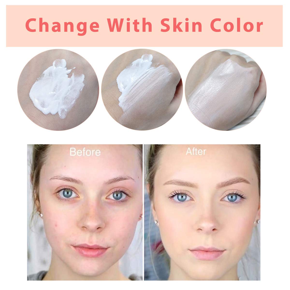 TLM Colour Changing Liquid Foundation Hides Wrinkles & Lines, BB Cream Makeup Base Concealer Cover Moisturizing Fluid for all Skin Tone SPF15, Pack of 2