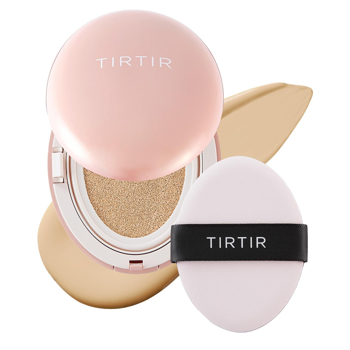 TIRTIR Mask Fit All Cover Pink Cushion Foundation | High coverage, Velvety Matte Finish, Lightweight, Flawless, Corrects Redness, Korean Cushion (#15C Fair Porcelain, Full Size, 0.63 Fl Oz)