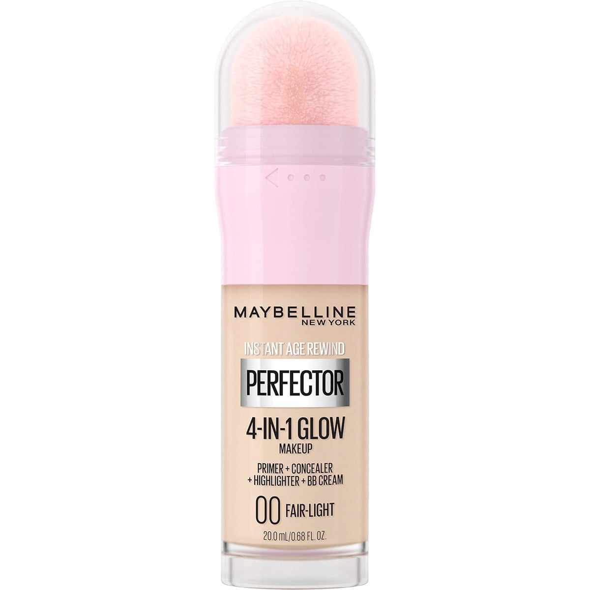 Maybelline New York Instant Age Rewind Instant Perfector 4-In-1 Glow Makeup - Primer, Concealer, Highlighter and BB Cream in 1, Fair/Light, 0.68 fl oz