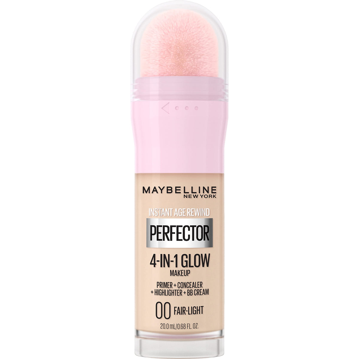 Maybelline New York Instant Age Rewind Instant Perfector 4-In-1 Glow Makeup - Primer, Concealer, Highlighter and BB Cream in 1, Fair/Light, 0.68 fl oz