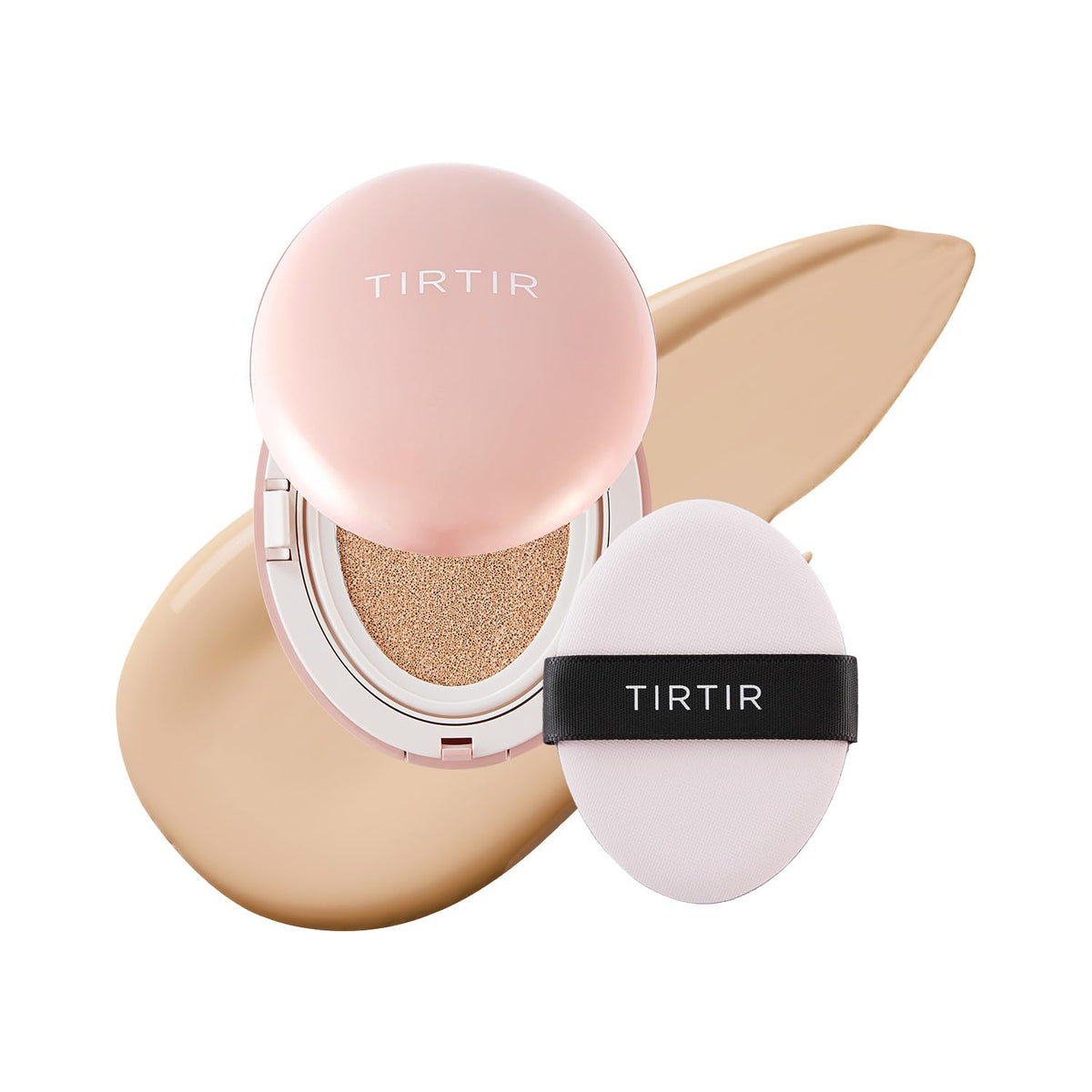 TIRTIR Mask Fit All Cover Pink Cushion Foundation | High coverage, Velvety Matte Finish, Lightweight, Flawless, Corrects Redness, Korean Cushion (#15C Fair Porcelain, Full Size, 0.63 Fl Oz)