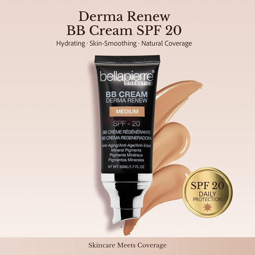 Bellapierre BB Cream with SPF 20, Tinted Moisturizer & Lightweight Foundation Makeup, Buildable Light-to-Medium Coverage, Soft Matte Finish, Paraben-Free, Cruelty-Free, 1.7 fl oz – Medium