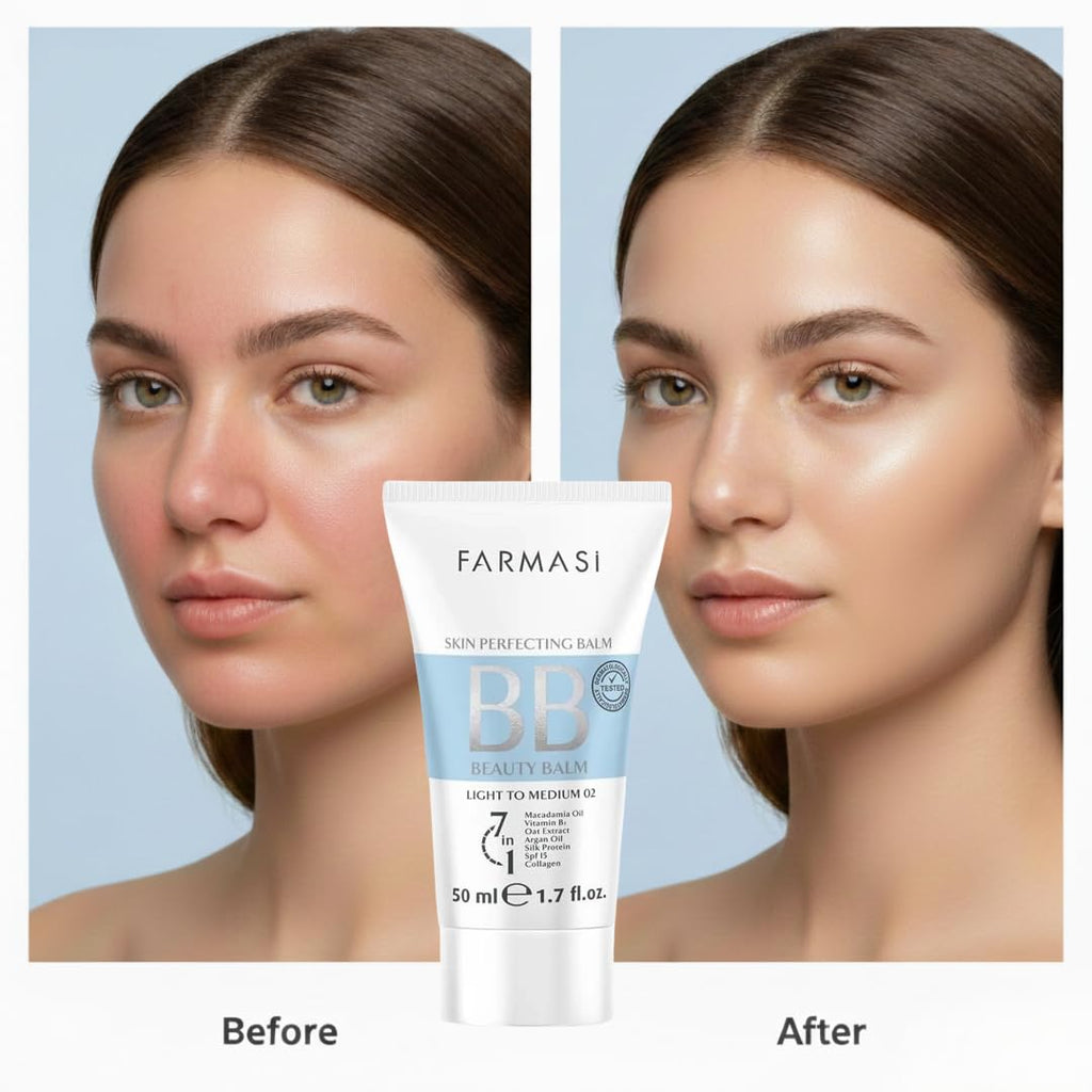 Farmasi BB Cream, SPF 15 Tinted Moisturizer Face Makeup, 02 Light to Medium