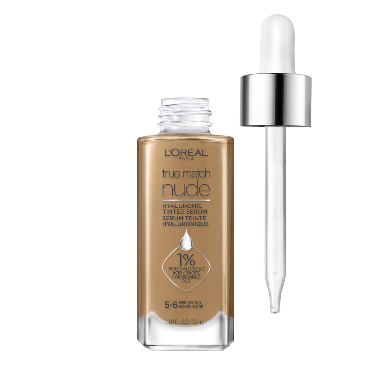 L'Oreal Paris True Match Nude Hyaluronic Tinted Serum Foundation with 1% Hyaluronic acid, Light 2-3, 1 fl. oz.