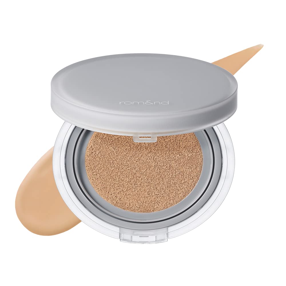 Rom&nd Nu Zero Cushion (01 Porcelain 17) Long Lasting, High Coverage, Semi Matte Finish, Flawless Complexion Without Cakey Face, Makeup Base and Fixer, Thinly Layered, Korean Cushion Foundation