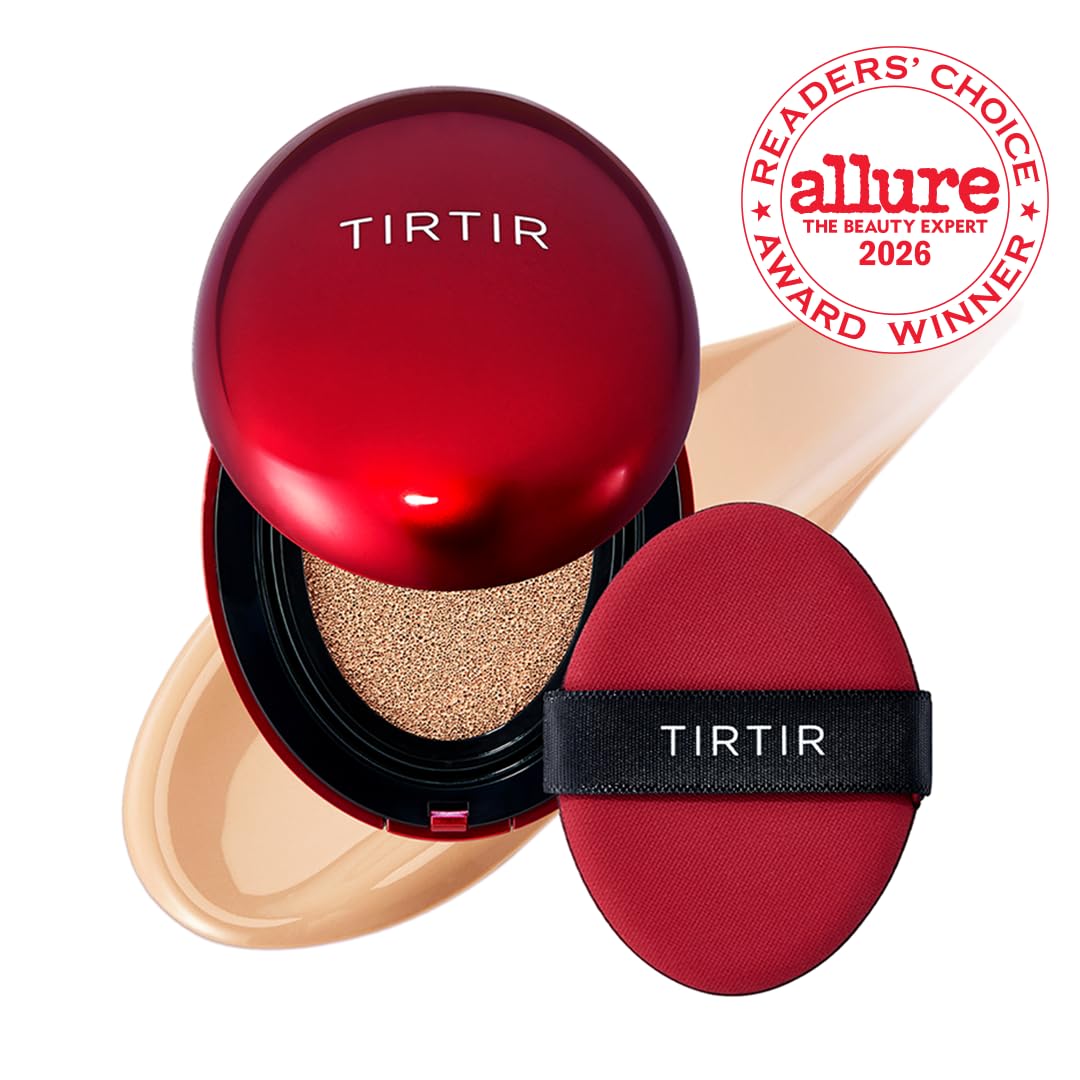 TIRTIR Mask Fit Red Cushion Foundation | Full coverage, Weightless, Skin fit, Satin Glow Finish, Korean Makeup BB Foundation, beauty, Tattoo cover up, Buildable (#22N Shell Beige, 0.63 Fl Oz)
