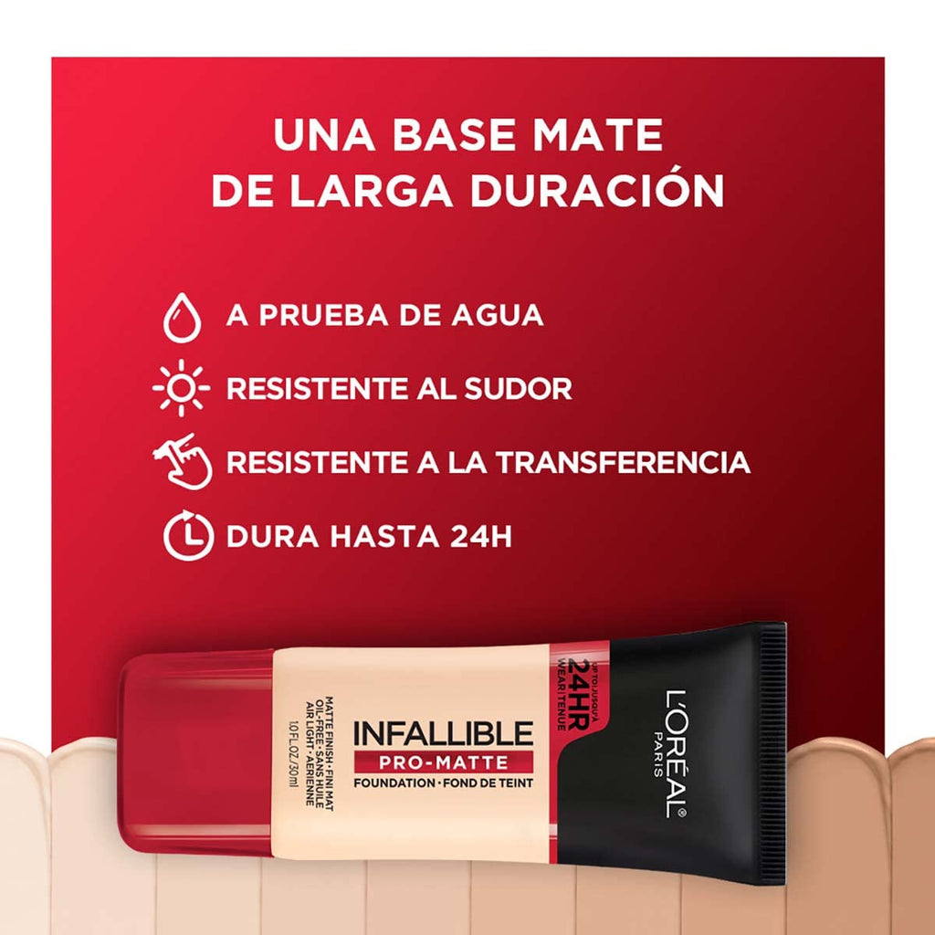 L'Oreal Paris Cosmetics Makeup Infallible Pro-Matte Liquid Longwear Foundation, Shell Beige, 1 fl oz.