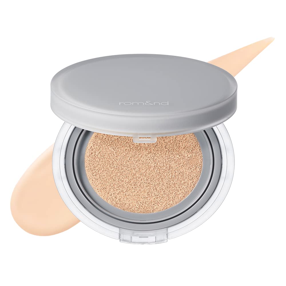 Rom&nd Nu Zero Cushion (01 Porcelain 17) Long Lasting, High Coverage, Semi Matte Finish, Flawless Complexion Without Cakey Face, Makeup Base and Fixer, Thinly Layered, Korean Cushion Foundation