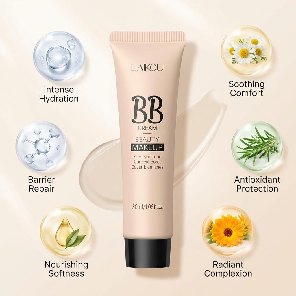 Korean BB Cream & Foundation 2-in-1 - Buildable Coverage Tinted Moisturizer with SPF, for a Natural Matte Finish & All-Day Wear (320 Tan)