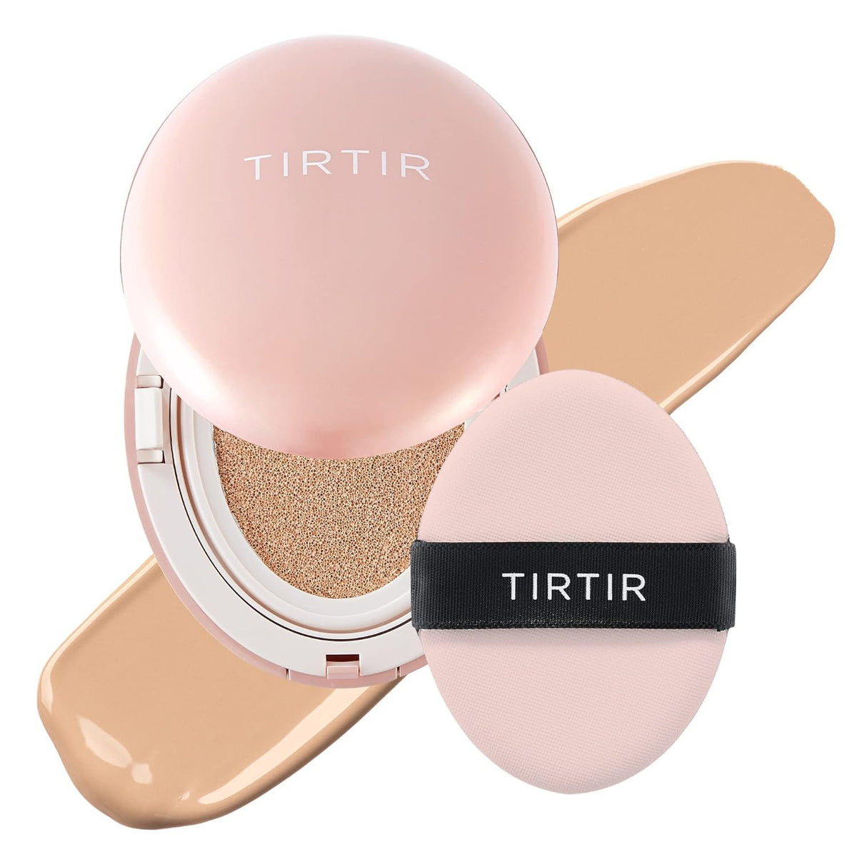 TIRTIR Mask Fit All Cover Pink Cushion Foundation | High coverage, Velvety Matte Finish, Lightweight, Flawless, Corrects Redness, Korean Cushion (#15C Fair Porcelain, Full Size, 0.63 Fl Oz)