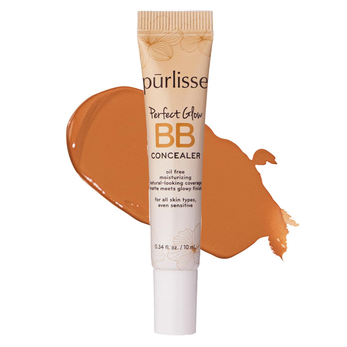 pūrlisse Perfect Glow BB Cream Concealer - Hydrating Under Eye Concealer with Jasmine and Goji & Hawthorn Berry - Oil Free Makeup for Dark Circles, Redness & Fine Lines - Light (0.34 oz)