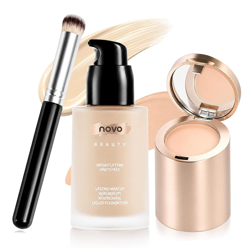 2-in-1 Full Coverage Liquid Foundation + Cream Concealer, Light Ivory