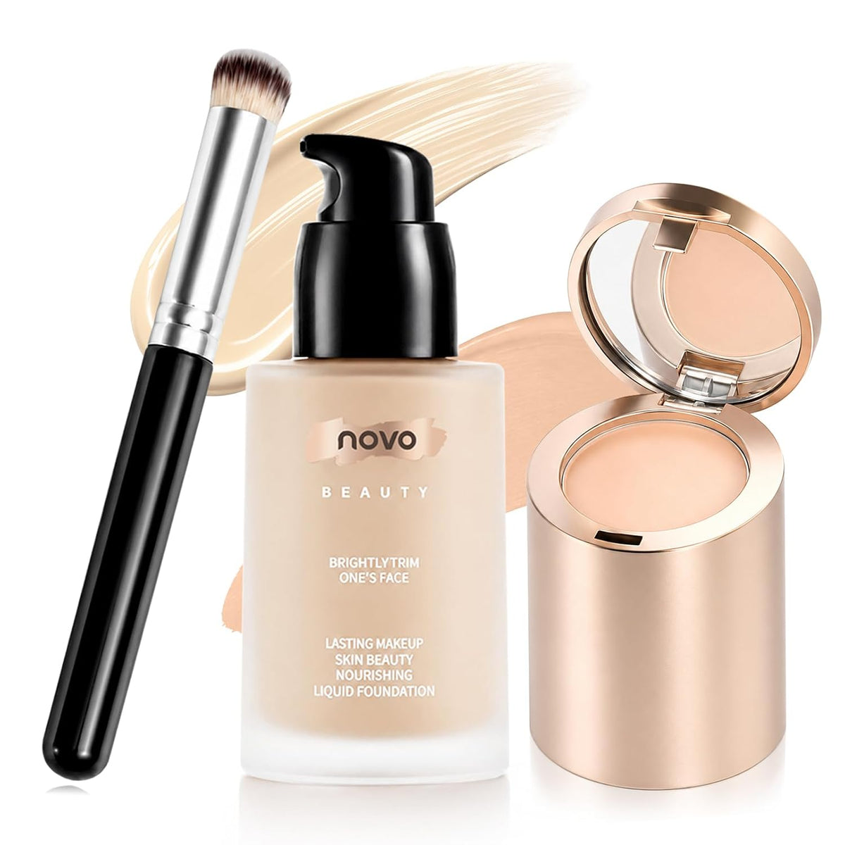 2-in-1 Full Coverage Liquid Foundation + Cream Concealer, Light Ivory