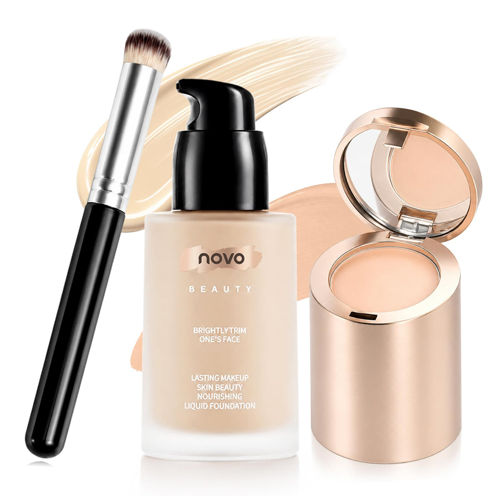 2-in-1 Full Coverage Liquid Foundation + Cream Concealer, Light Ivory