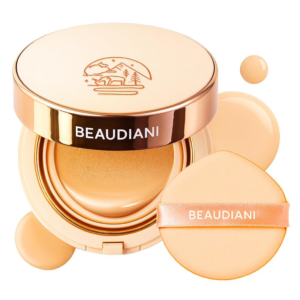 BEAUDIANI Natural Coverage – Mesh Tight Up Cushion – Korean Cushion Foundation, Semi-Matte Radiance, Long-lasting, Travel-Friendly Design (02 Light/Medium Beige)