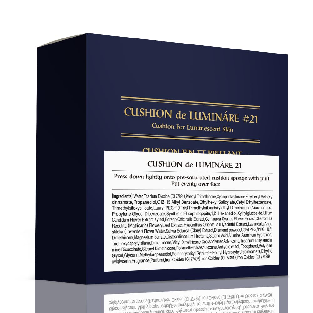 [CHALLANS de PARIS] Cushion de LUMINÁRE Cushion Foundation – 21 Bright Ivory | Radiant Glow, Full-Coverage, Lightweight Adhesion, Luminous Finish, Korean Makeup, 0.53 oz (21 Bright Ivory, 0.53 oz)