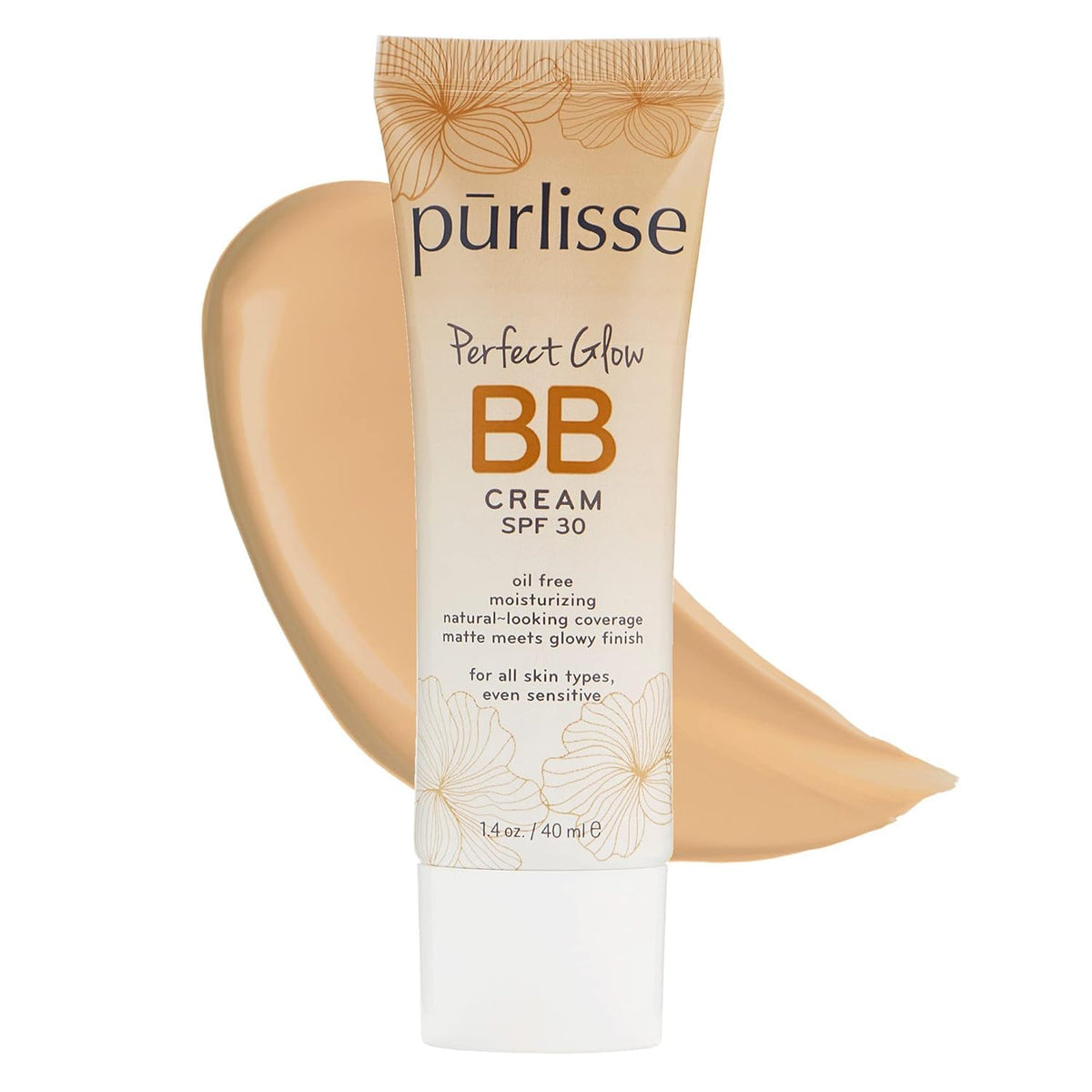 pūrlisse Perfect Glow BB Cream SPF 30 - Luminous Matte Tinted Moisturizer with SPF - Korean Skin Care Formula with Goji & Hawthorn Berry to Hydrate, Brighten & Even Skin - Light Medium (1.4 oz)
