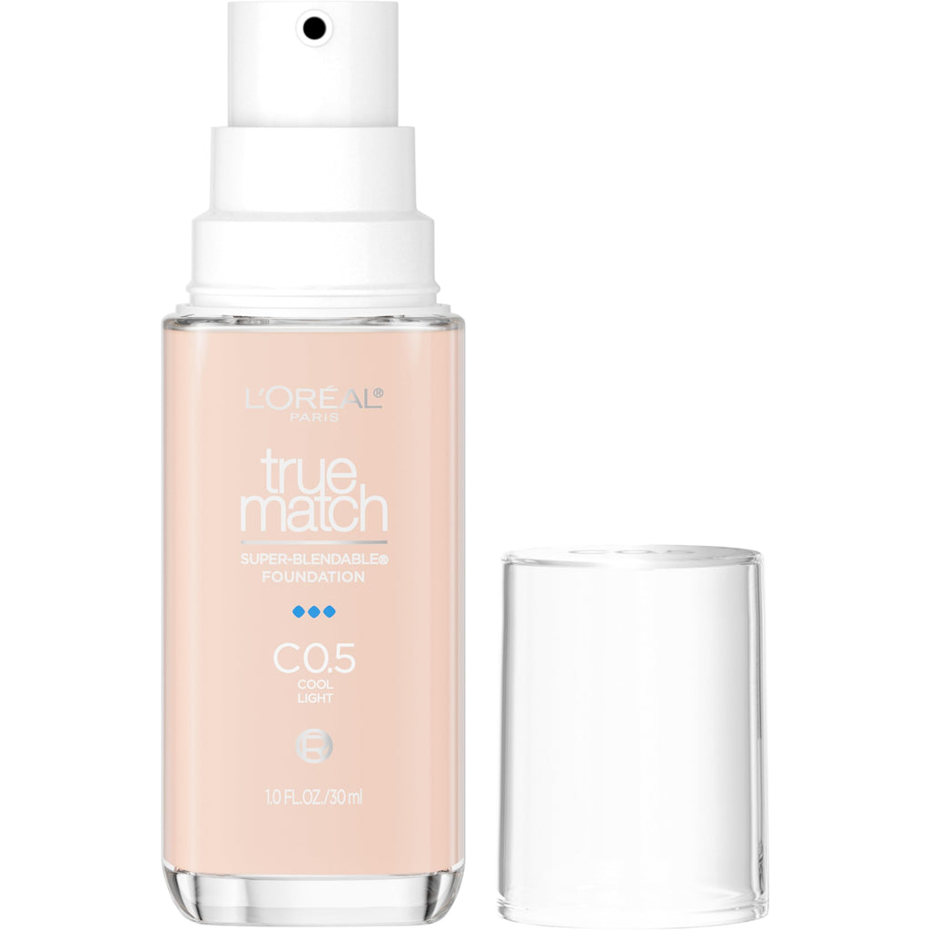 L'Oreal Paris True Match Super-Blendable Foundation, Medium Coverage Liquid Foundation Makeup, C3, Light Medium, 1 Fl Oz