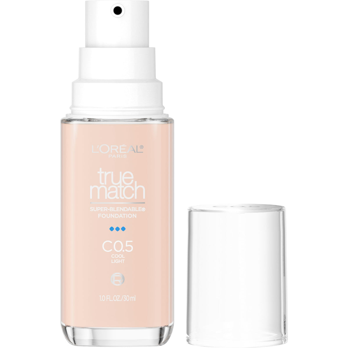 L'Oreal Paris True Match Super-Blendable Foundation, Medium Coverage Liquid Foundation Makeup, C3, Light Medium, 1 Fl Oz