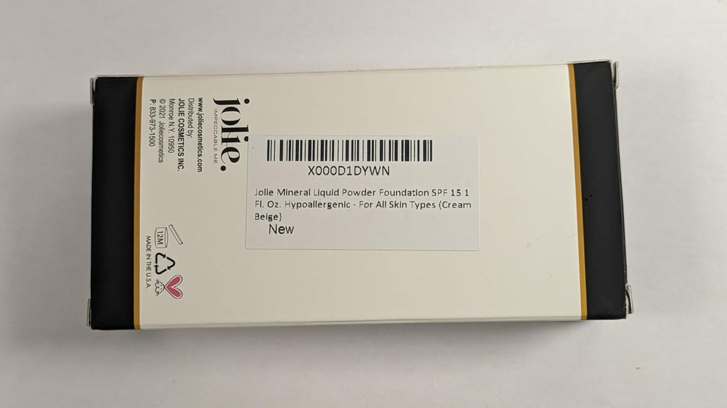 Jolie Mineral Liquid Powder Foundation SPF 15 1 Fl. Oz. Hypoallergenic - For All Skin Types (Cream Beige)