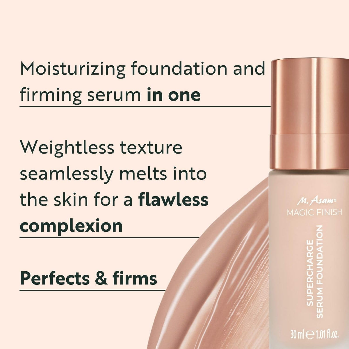 M. Asam Magic Finish Supercharge Serum Foundation Rose Fair (1.01 Fl Oz)