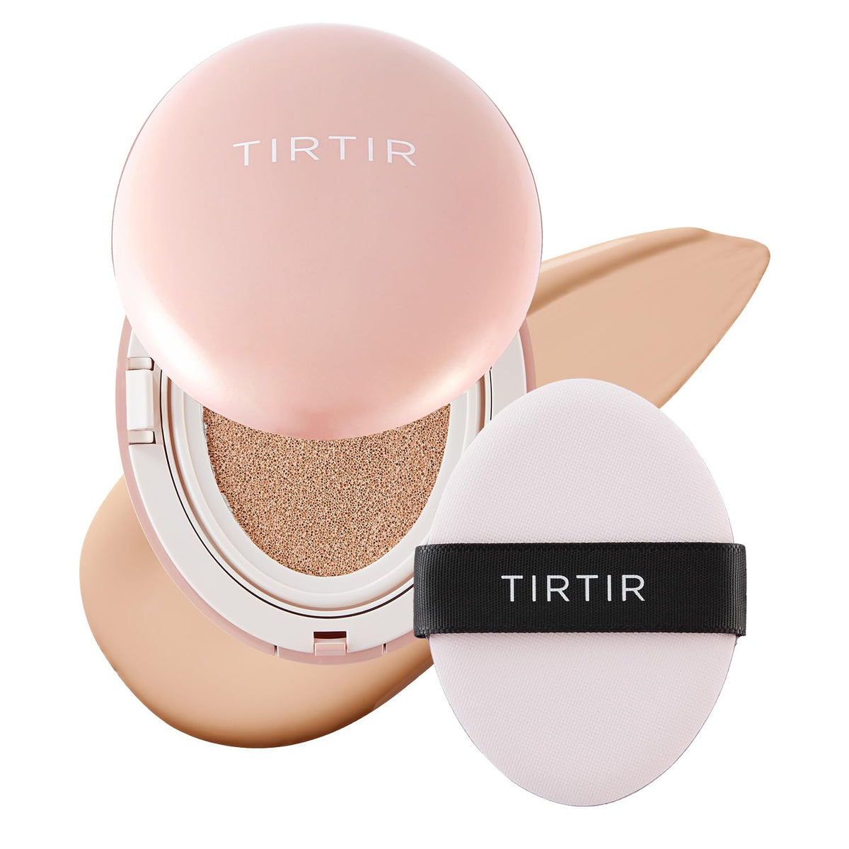 TIRTIR Mask Fit All Cover Pink Cushion Foundation | High coverage, Velvety Matte Finish, Lightweight, Flawless, Corrects Redness, Korean Cushion (#15C Fair Porcelain, Full Size, 0.63 Fl Oz)