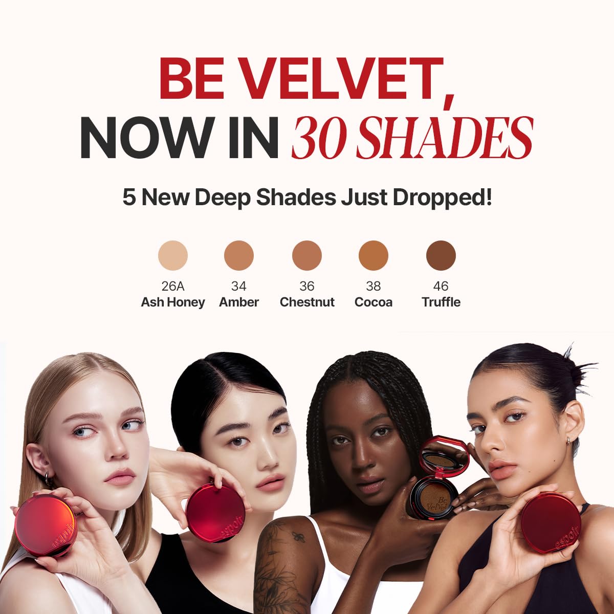 ESPOIR Be Velvet Cushion Foundation #23 Beige | Quick and Easy Coverage with Long-lasting Color by Zero Oxidation, Velvety Smooth Finish & Lightweight Formula, Vegan, Korean Makeup, 0.46 oz