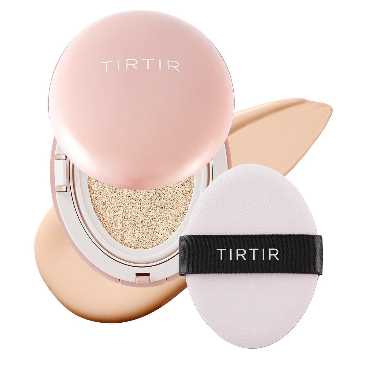 TIRTIR Mask Fit All Cover Pink Cushion Foundation | High coverage, Velvety Matte Finish, Lightweight, Flawless, Corrects Redness, Korean Cushion (#15C Fair Porcelain, Full Size, 0.63 Fl Oz)