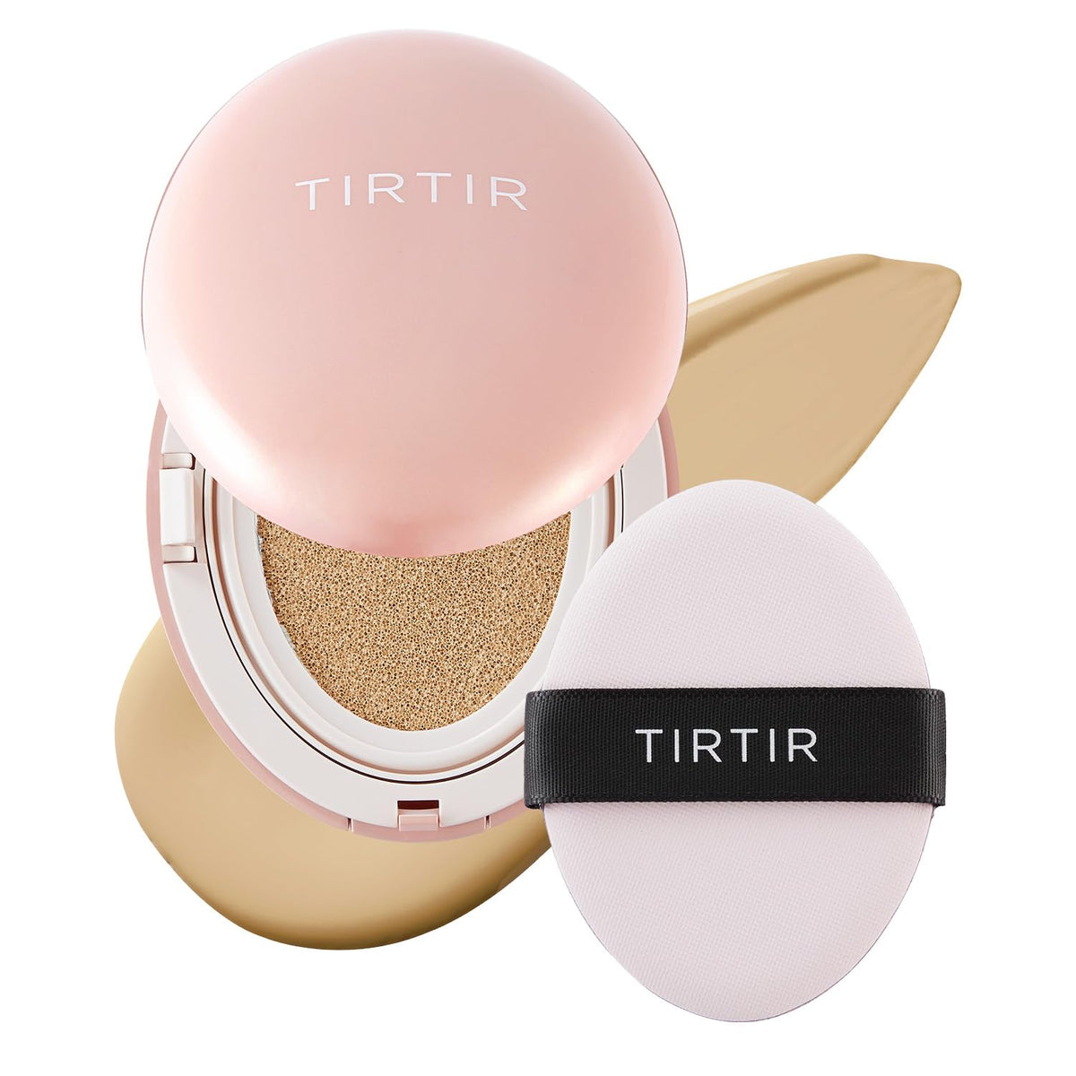 TIRTIR Mask Fit All Cover Pink Cushion Foundation | High coverage, Velvety Matte Finish, Lightweight, Flawless, Corrects Redness, Korean Cushion (#15C Fair Porcelain, Full Size, 0.63 Fl Oz)