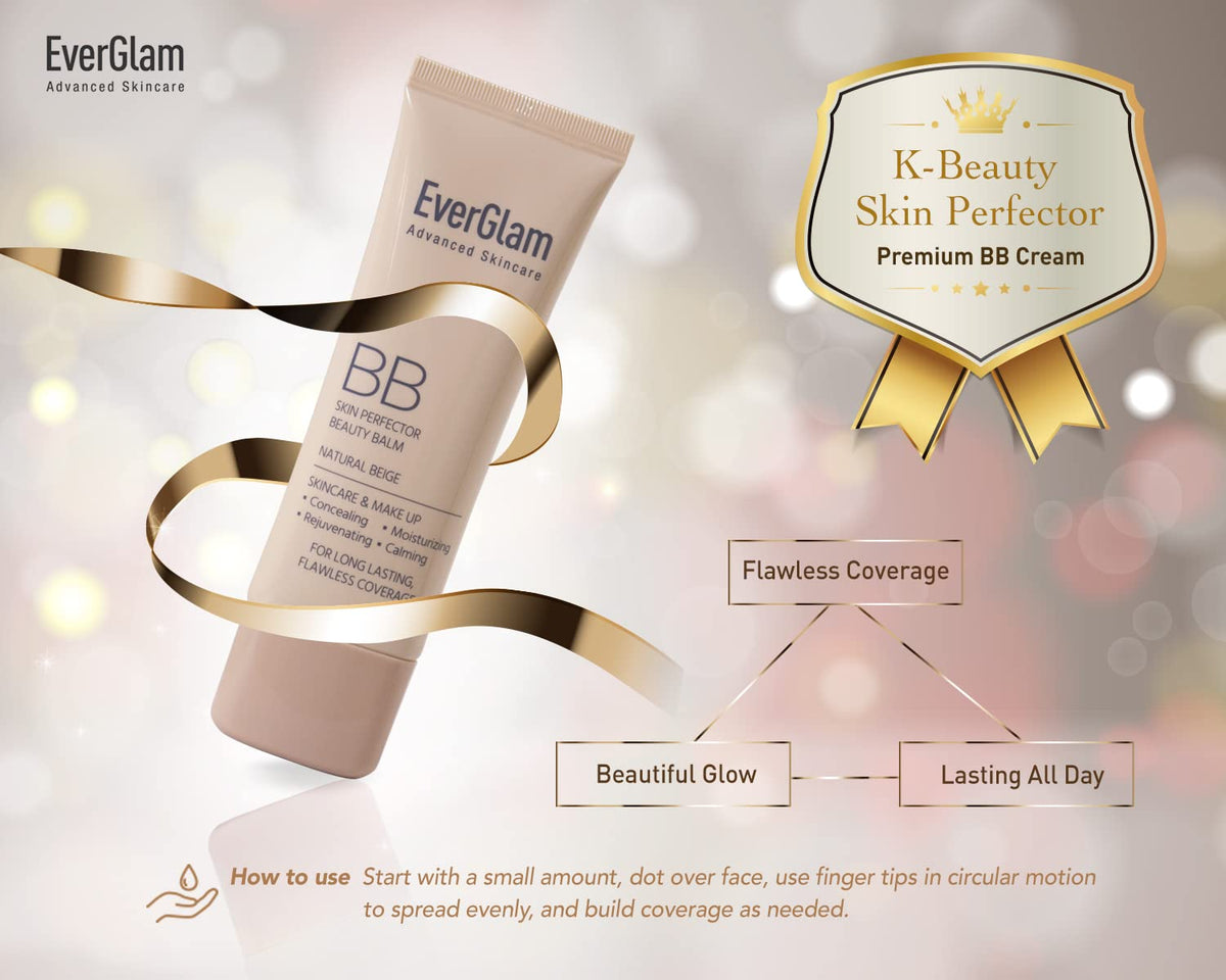 K-Beauty Skin Perfector Korean BB Cream, Light Medium - Flawless, Natural Glow in Seconds | Multi-Function Tinted Moisturizer: Stays On All Day, Dewy, Water-Resistant, Oil-Controlling