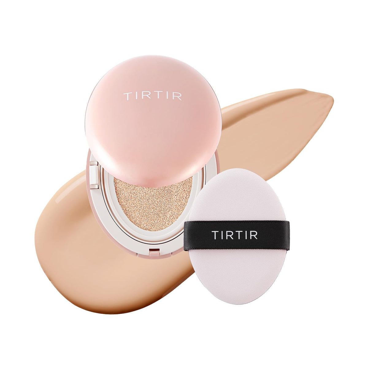 TIRTIR Mask Fit All Cover Pink Cushion Foundation | High coverage, Velvety Matte Finish, Lightweight, Flawless, Corrects Redness, Korean Cushion (#15C Fair Porcelain, Full Size, 0.63 Fl Oz)