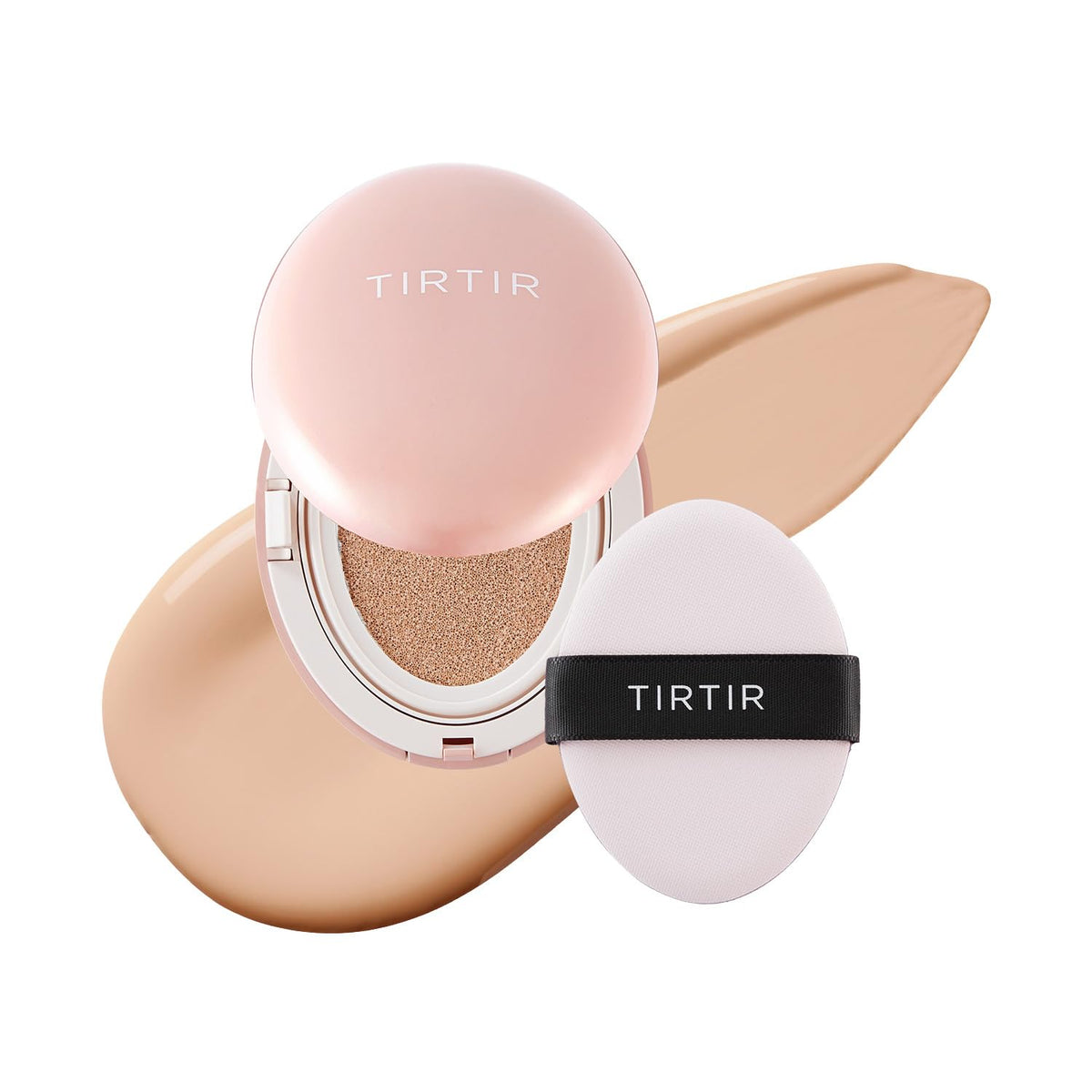 TIRTIR Mask Fit All Cover Pink Cushion Foundation | High coverage, Velvety Matte Finish, Lightweight, Flawless, Corrects Redness, Korean Cushion (#15C Fair Porcelain, Full Size, 0.63 Fl Oz)