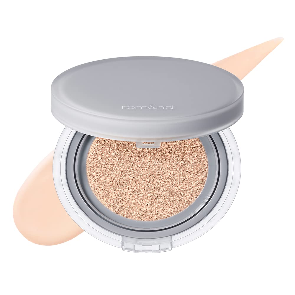 Rom&nd Nu Zero Cushion (01 Porcelain 17) Long Lasting, High Coverage, Semi Matte Finish, Flawless Complexion Without Cakey Face, Makeup Base and Fixer, Thinly Layered, Korean Cushion Foundation