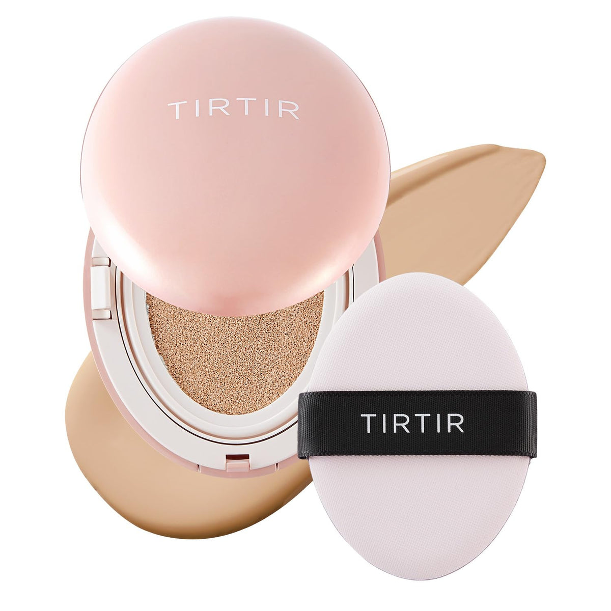 TIRTIR Mask Fit All Cover Pink Cushion Foundation | High coverage, Velvety Matte Finish, Lightweight, Flawless, Corrects Redness, Korean Cushion (#15C Fair Porcelain, Full Size, 0.63 Fl Oz)
