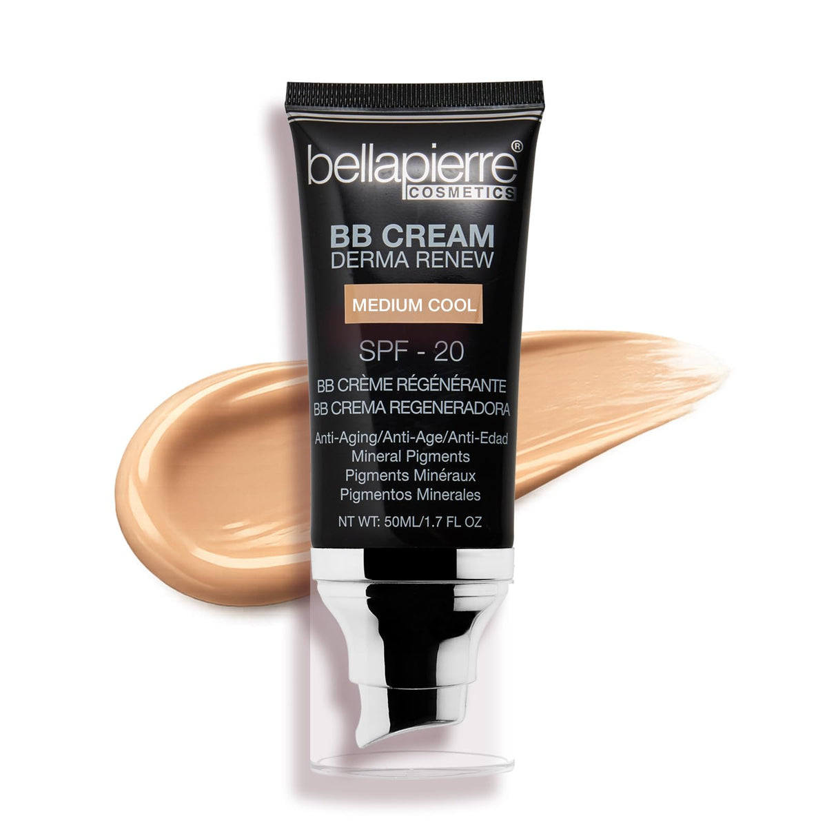 Bellapierre BB Cream with SPF 20, Tinted Moisturizer & Lightweight Foundation Makeup, Buildable Light-to-Medium Coverage, Soft Matte Finish, Paraben-Free, Cruelty-Free, 1.7 fl oz – Medium