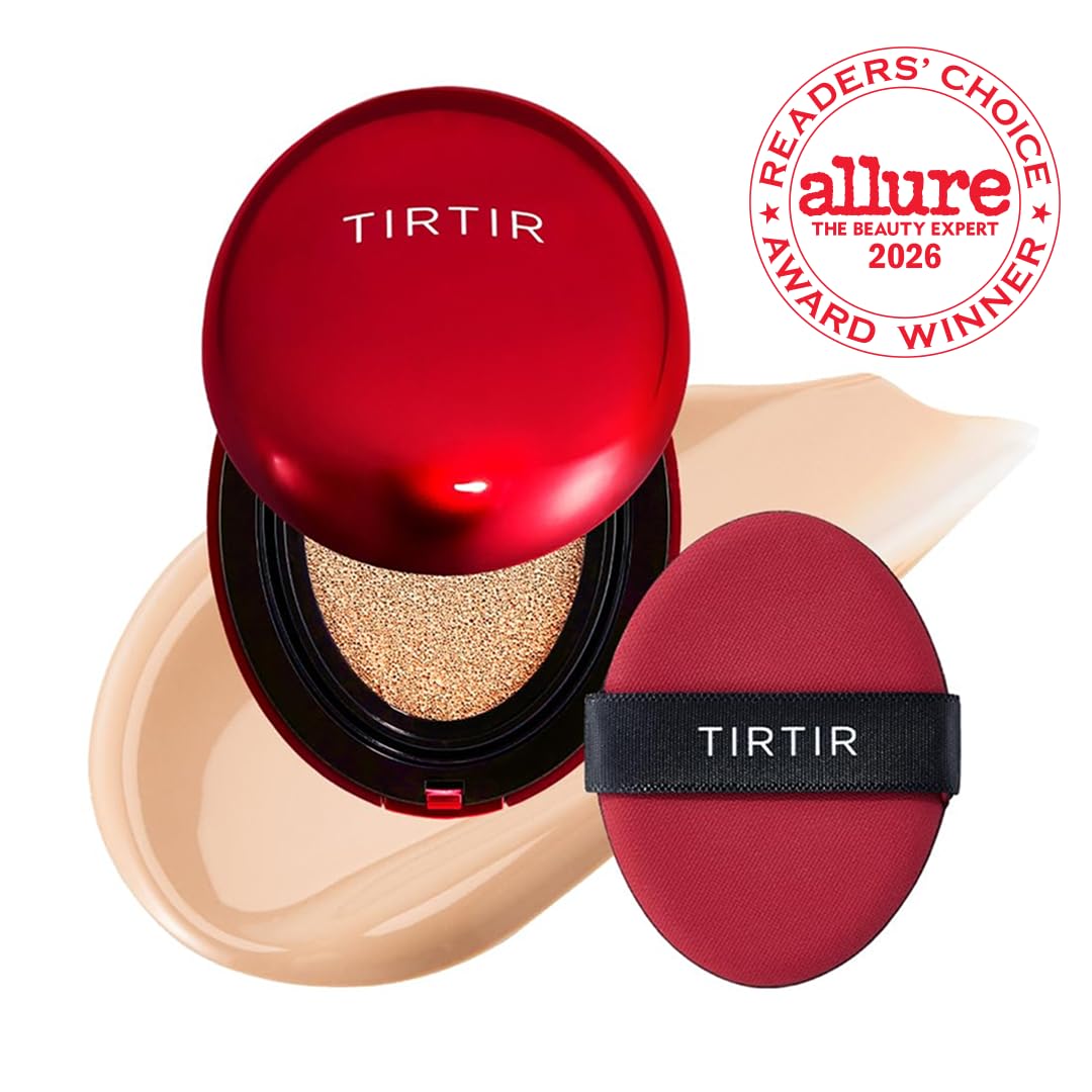 TIRTIR Mask Fit Red Cushion Foundation | Full coverage, Weightless, Skin fit, Satin Glow Finish, Korean Makeup BB Foundation, beauty, Tattoo cover up, Buildable (#21N Ivory, 0.63 Fl Oz)