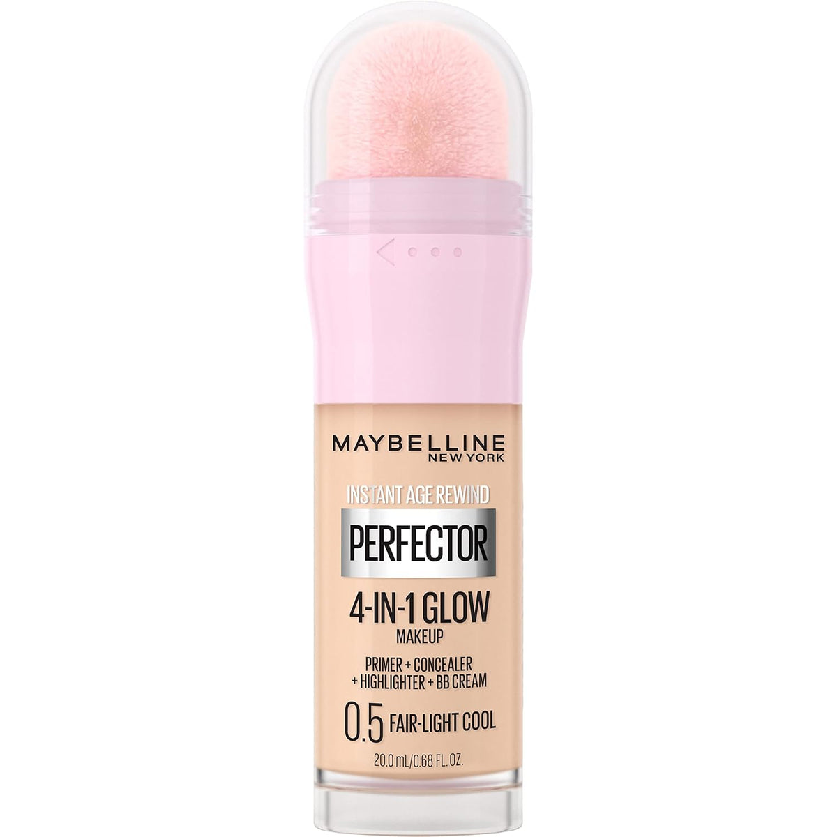Maybelline New York Instant Age Rewind Instant Perfector 4-In-1 Glow Makeup - Primer, Concealer, Highlighter and BB Cream in 1, Fair/Light, 0.68 fl oz