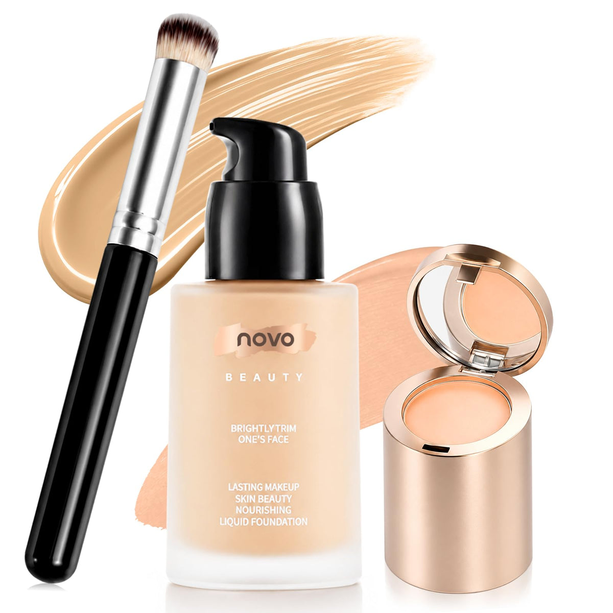 2-in-1 Full Coverage Liquid Foundation + Cream Concealer, Light Ivory