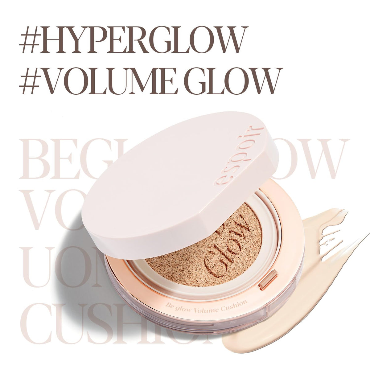 Espoir Be Glow Volume Cushion Foundation #23 Beige | Dewy & Radiant Finish for Long-Lasting Hydration, Quick and Easy Coverage, Lightweight Formula, Vegan, Korean Makeup, 0.46 oz