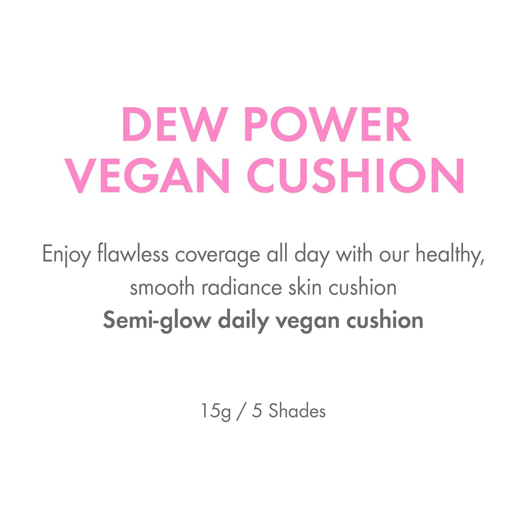 AMUSE SEOUL Dew Power Vegan Cushion Foundation (1.5 NATURAL) - Natural Semi Glow, Full Coverage, Dewy Finish, Long Lasting, Lightweight, Smooth Radiant Skin, Vegan, Korean Makeup