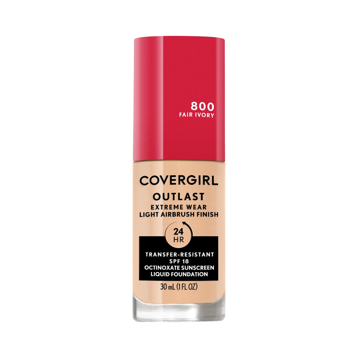 Covergirl Outlast Extreme Wear 3-in-1 Full Coverage Liquid Foundation, SPF 18 Sunscreen, Ivory, 1 Fl. Oz.