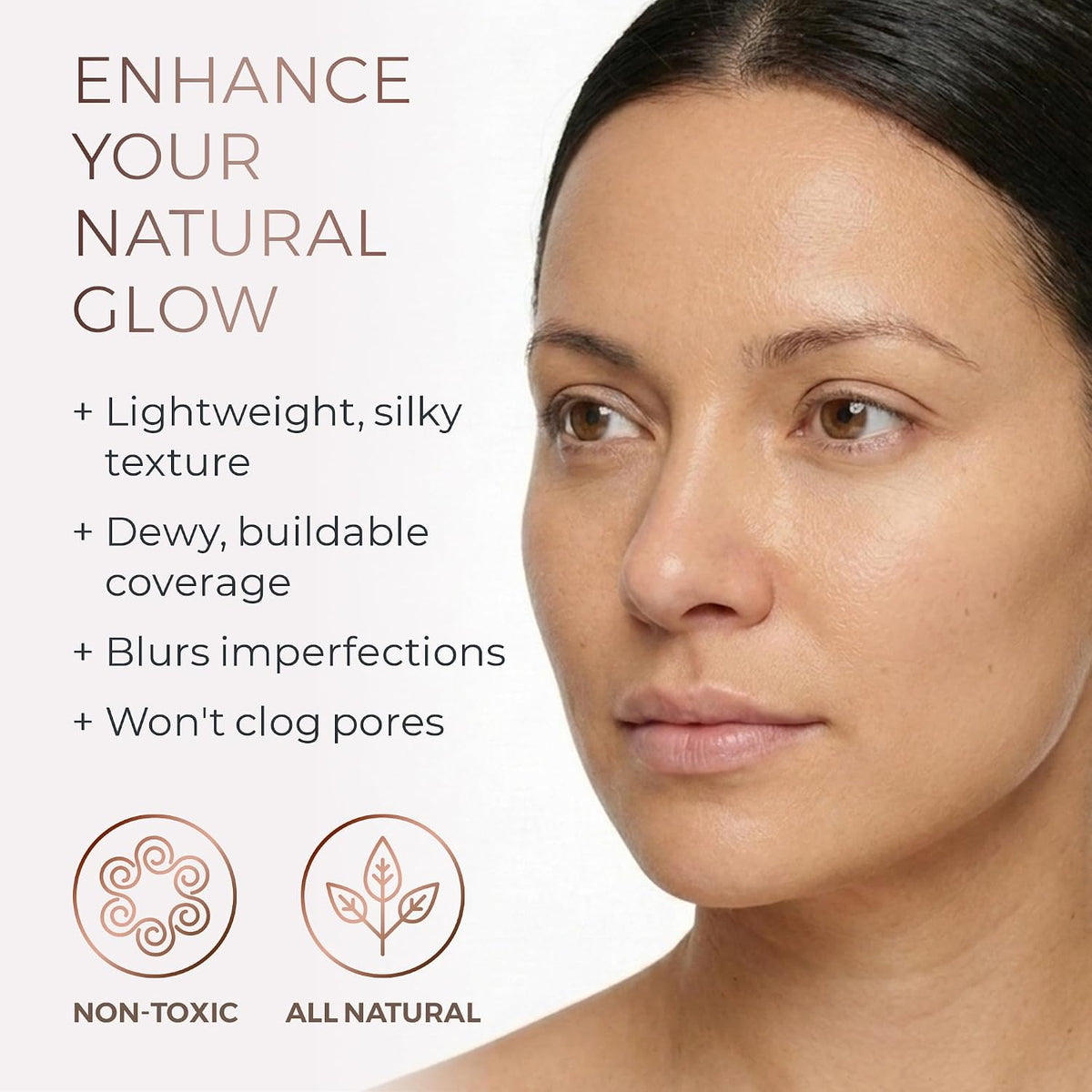 INIKA Organic BB Cream Foundation - Vegan Makeup with Hydrating Prickly Pear, Jojoba, and Pomegranate Seed Oil - Lightweight Glow for Balanced Skin Tone, Beige, 1 fl oz