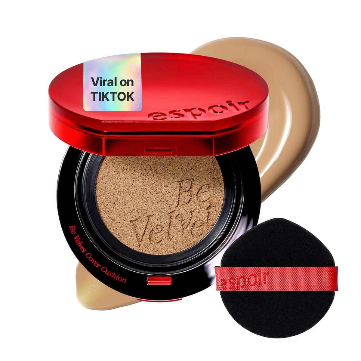 ESPOIR Be Velvet Cushion Foundation #23 Beige | Quick and Easy Coverage with Long-lasting Color by Zero Oxidation, Velvety Smooth Finish & Lightweight Formula, Vegan, Korean Makeup, 0.46 oz