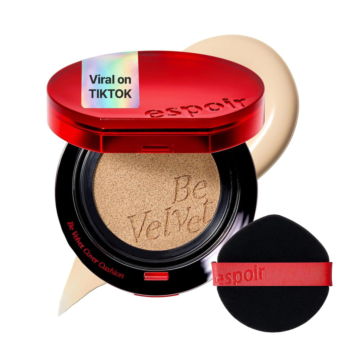 ESPOIR Be Velvet Cushion Foundation #23 Beige | Quick and Easy Coverage with Long-lasting Color by Zero Oxidation, Velvety Smooth Finish & Lightweight Formula, Vegan, Korean Makeup, 0.46 oz
