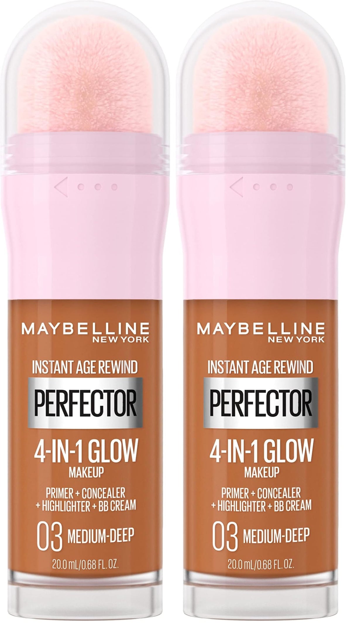 Maybelline New York Instant Age Rewind Instant Perfector 4-In-1 Glow Makeup - Primer, Concealer, Highlighter and BB Cream in 1, Fair/Light, 0.68 fl oz