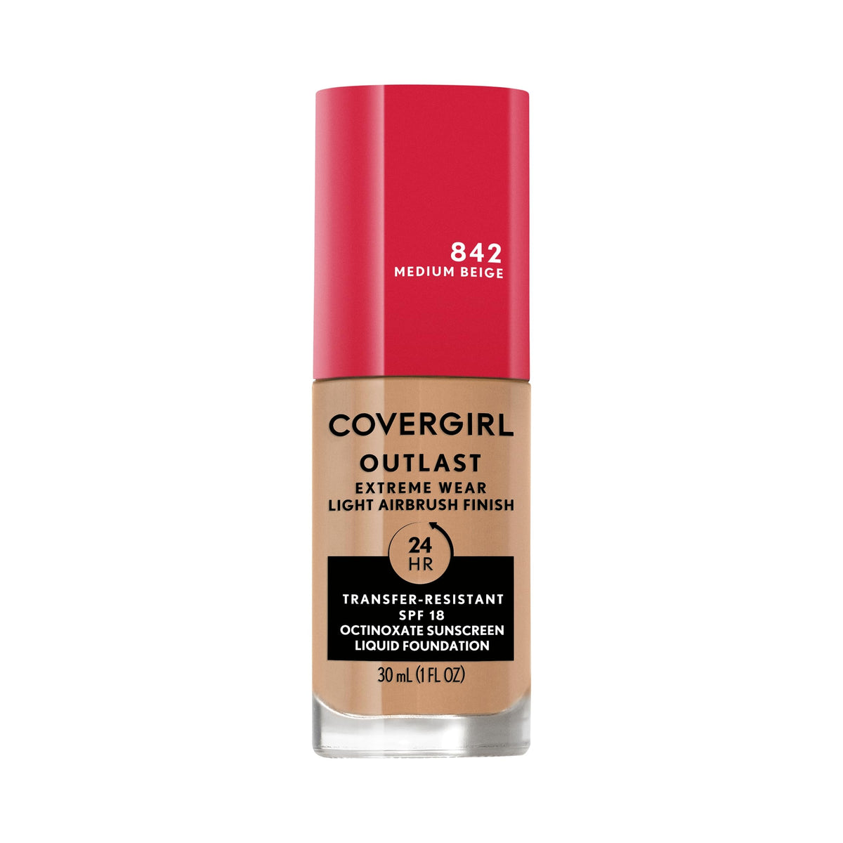 Covergirl Outlast Extreme Wear 3-in-1 Full Coverage Liquid Foundation, SPF 18 Sunscreen, Ivory, 1 Fl. Oz.