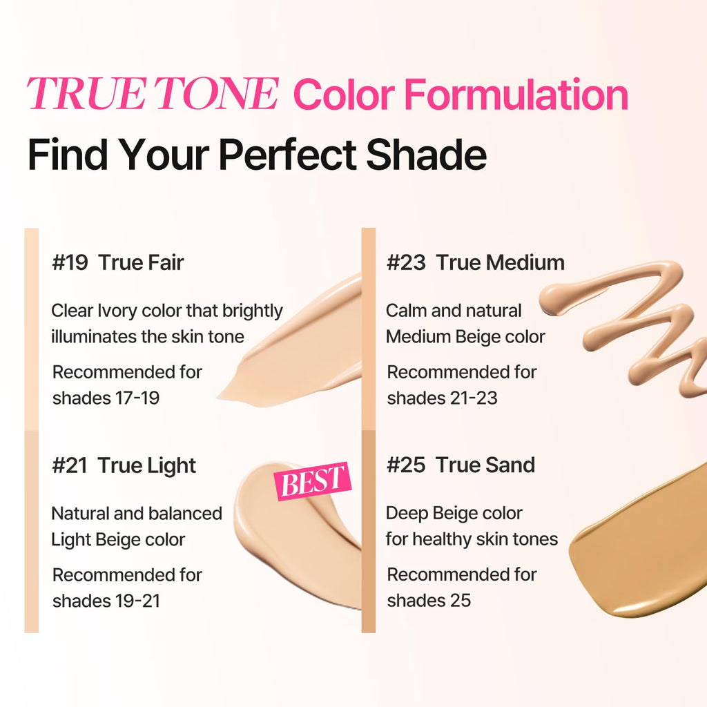 COSNORI PDRN True Tone BB Cream 23 True Medium - Medium Beige with Neutral Warm Undertones, No Gray Cast, Soothing Formula with Camellia PDRN, Long Lasting Natural Coverage,Korean BB Cream, 1.18 Fl Oz