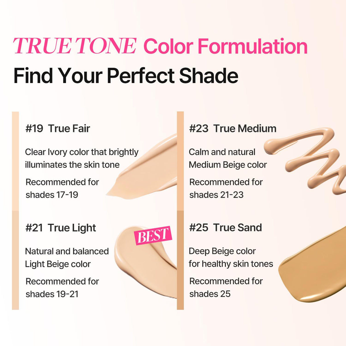 COSNORI PDRN True Tone BB Cream 23 True Medium - Medium Beige with Neutral Warm Undertones, No Gray Cast, Soothing Formula with Camellia PDRN, Long Lasting Natural Coverage,Korean BB Cream, 1.18 Fl Oz